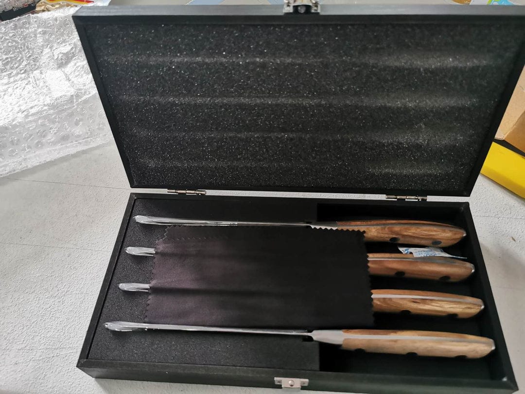 ASMOKE STEAK KNIFE SET OF 4, PAKKAWOOD HANDLE