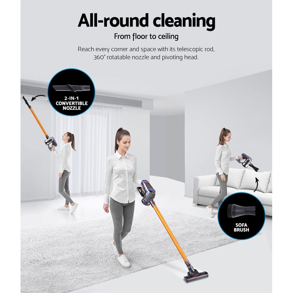 Devanti Handheld Vacuum Cleaner Cordless HEPA Filter Gold 150W
